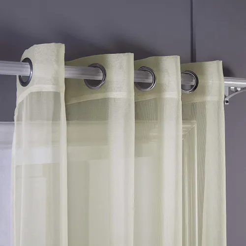 Vista 2 de Interior Trends Ariana - Juego de 2 cortinas de gasa transparente totalmente cosida con ojales (63 pulgadas de largo, beige)