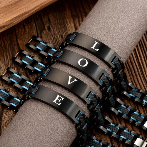 Vista 3 de Holizaly Cuban Link - Pulsera para hombre, joyería para hombre, cumpleaños, Navidad, aniversario, día de San Valentín, joyería para hombre, marido