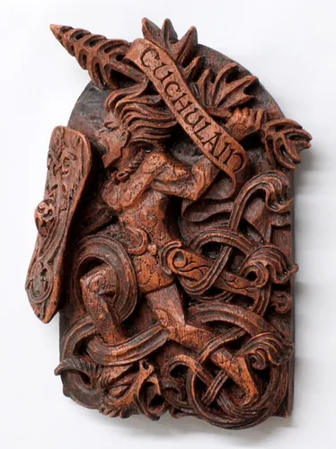 Vista 3 de Dryad Design Cuchulain - Placa de pared para decoración del hogar, diseño de guerrero celta irlandés (acabado de madera)