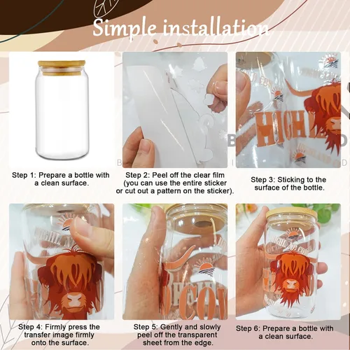 Vista 6 de Rngmsi Envoltura de taza UV DTF – 5 hojas de pollo UV DTF envolturas de tazas para 16 oz de animales de granja Uvdtf calcomanías personalizadas
