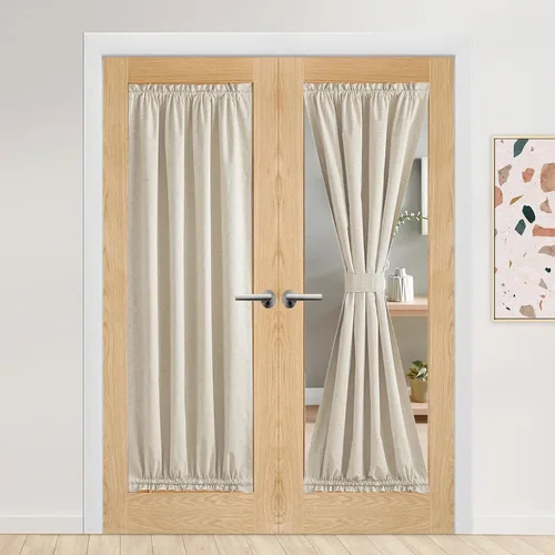 Vista 17 de NICETOWN Cortinas de Lino para Puerta Lateral - Cortinas Opacas con Aislamiento Térmico para Puerta Delantera Francesa para Sombra Pequeña