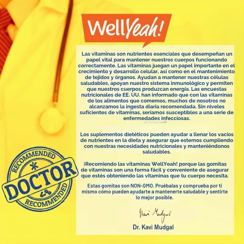 Vista 7 de WellYeah Gomitas de vitamina C para niños (250 mg) - 60 gomitas