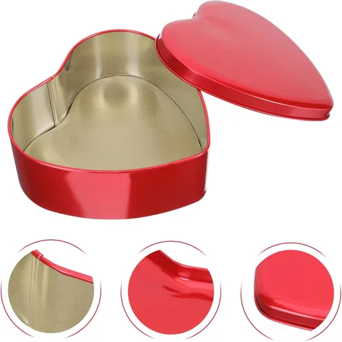 Vista 9 de Caja vacía de metal con forma de corazón: 10 unids cajas de chocolate de caramelo latas con tapa cosméticos latas Día de San Valentín regalos