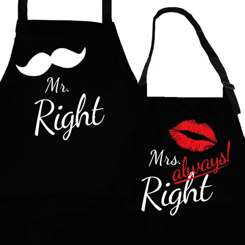 Vista 8 de Rosoz Funny Couple Aprons - Gift Ideas For Her Him - Kitchen Cooking Set - Birthday, Wedding, Anniversary, Bridal Shower