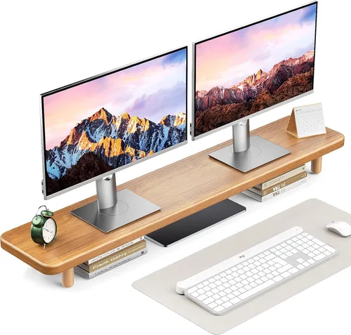 Vista 10 de Soporte Dual para Monitor - Elevador de Soporte para Monitor de Madera Grande de 39 Pulgadas, Soporta 220 libras Soporte Ultra Fuerte para 2