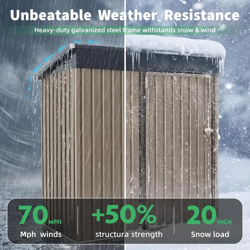 Vista 3 de AECOJOY Cobertizo de almacenamiento de metal para exteriores de 3 x 5 pies, cobertizo de herramientas de jardín resistente con puerta de gran