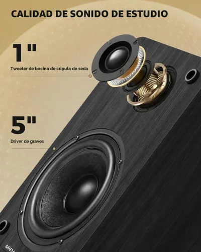 Vista 2 de Par de altavoces activos para estantería: estéreo con cable de 5 Negro