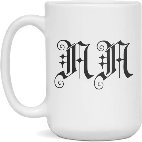 Vista 3 de Nn - Monogram Double Initials 2 Medieval Alphabet Letters Personalized Gift Mug, 11-Ounce White