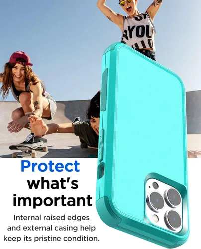 Vista 3 de AICase Funda resistente de 3 capas para iPhone 14 Pro (6.1 pulgadas), apta para bolsillo, protección de grado militar, a prueba de golpes, a prueba
