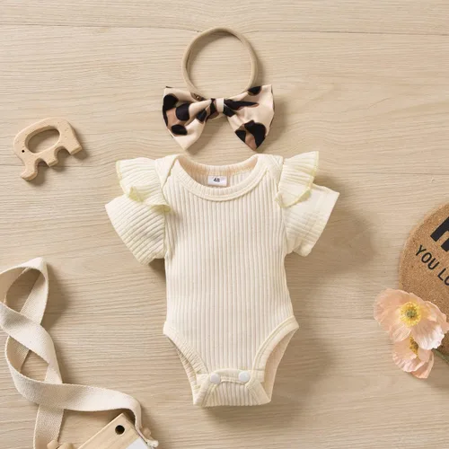 Vista 4 de Aalizzwell Traje de verano con pantalón corto y acanalado para bebé niña