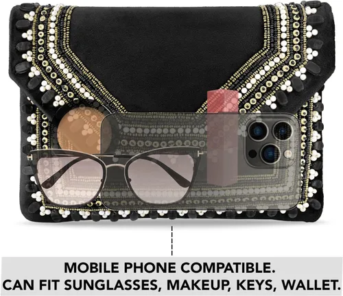 Vista 2 de Aheli Bolso de mano para mujer, bolso de novia para casual, correa desmontable, bolsa de noche