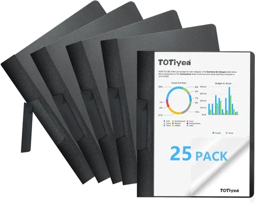 Vista 11 de TOTiyea Paquete de 10 portadas transparentes para informes con clip de columpio, capacidad de 30 hojas, carpeta de archivos con clip oscilante
