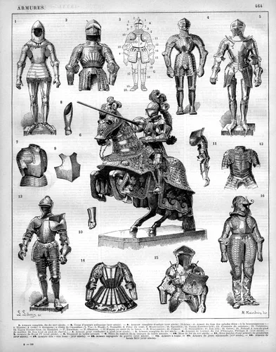 Vista 6 de Knight Armor - Lámina enmarcada de 11 x 14 pulgadas – Arte de pared de armaduras medievales para cueva de hombre, oficina, decoración de bar
