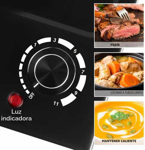 Vista 4 de CUSIMAX Placa eléctrica de un solo quemador, 1500W, acero inoxidable, negro