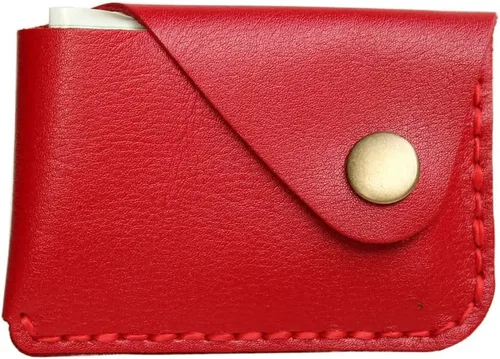 Vista 7 de Bolsillo frontal ultradelgado de cuero hecho a mano cartera simple delgada para tarjetas tarjetero cartera para tarjetas de presentación para Marrón