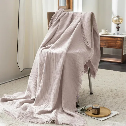 Vista 92 de FOSSA Manta de Muselina con Flecos - Gasa de Algodón 100% de 4 Capas Súper Suave y Transpirable - Manta Decorativa Ligera y Refrescante para Cama