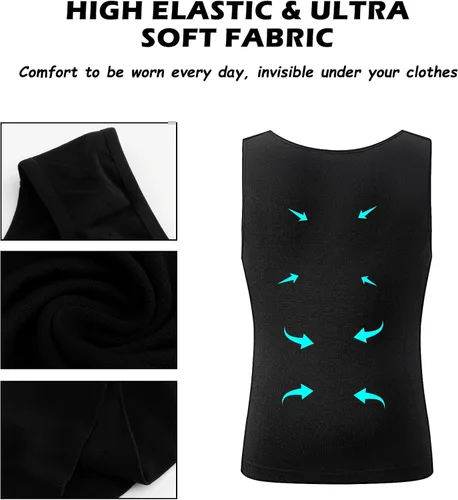 Vista 3 de Chaleco Adelgazante y Moldeador Corporal para Hombre, Camisetas de Compresión para Ginecomastia, Camisetas de Control Abdominal