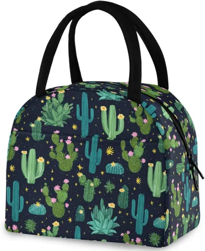 Vista 19 de Bolsa de almuerzo reutilizable con diseño de panal de abeja vintage, con bolsillo frontal, cierre de cremallera, bolsa térmica térmica
