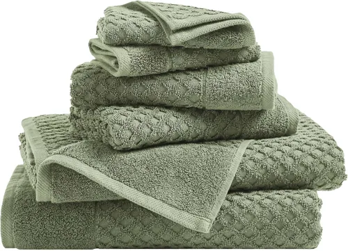 Vista 100 de Great Bay Home - Toallas de mano 100% algodón blanco, 6 toallas de baño suaves para manos, altamente absorbentes y de secado rápido, colección 01