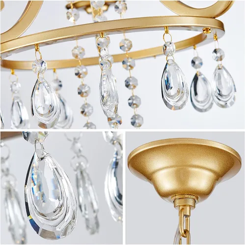 Vista 5 de WUZUPS Candelabro de Velas Colgante de 3 Luces, Lámpara de Techo Moderna, Accesorio de Iluminación para Dormitorio, Pasillo, Bar, Cocina, Comedor Oro
