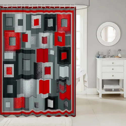 Vista 16 de Decorative White Baseball Shower Curtain Waterproof Polyester Fabric,Red Baseball Bat Bath Curtain Home Bathroom Decor Hanging Curtain with Hooks 72