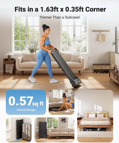 Vista 6 de THERUN Caminadora para debajo del escritorio, capacidad de peso de 265 libras, control remoto Negro claro