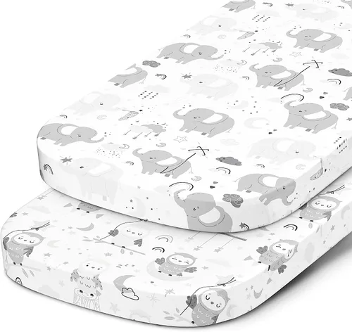 Vista 8 de Joey + Joan Sábanas de moisés compatibles con el moisés Mamaroo de 4moms, se adapta a colchón ovalado de moisés de 18 x 30 pulgadas, suave, 100%