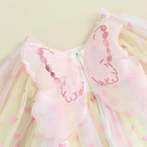Vista 5 de Disfraz de hada para bebé, niña, alas de mariposa, manga de mosca, tutú de tul, ropa de verano infantil