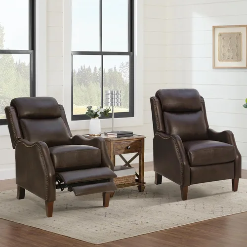 Vista 12 de KISLOT Sillón reclinable de cuero sintético con decoración de remaches, sofá individual para sala de estar y dormitorio