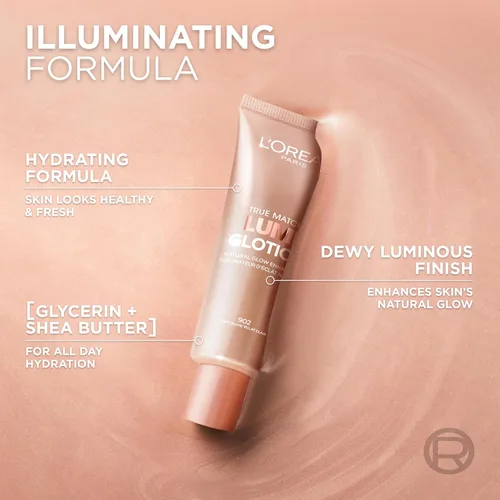Vista 6 de L'Oréal Paris Maquillaje True Match Lumi Glotion, Potenciador de brillo natural, Iluminador resaltador, Gotas bronceadoras para un brillo bañado por