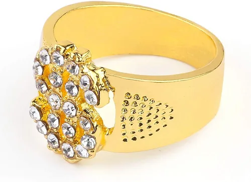Vista 2 de Beelittle 80s 90s Hip Hop Rapper Gangster Costume- Collar de cadena de oro con cristales retro, chapado en oro