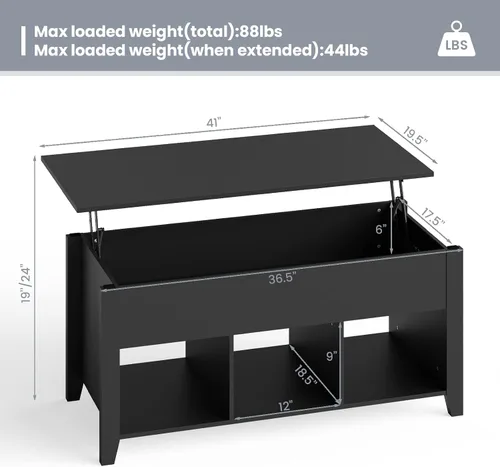 Vista 2 de NAFORT Mesa de centro de madera con compartimentos ocultos y estantes de almacenamiento, mesa central moderna para sala de estar, recepción, oficina