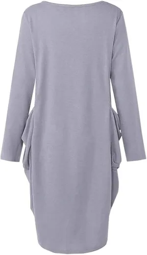 Vista 3 de JiaMa Let it be - Vestido tipo túnica, holgado, de manga larga, con bolsillos
