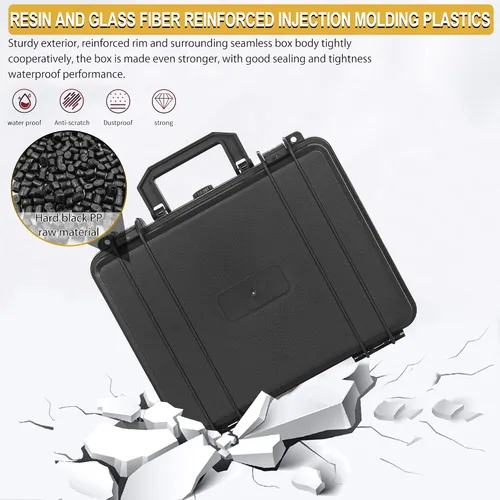 Vista 7 de Funda rígida protectora a prueba de golpes y resistente al agua con inserción de espuma DIY personalizada para cámara, etc, 11 X 9.5 X 5 pulgadas