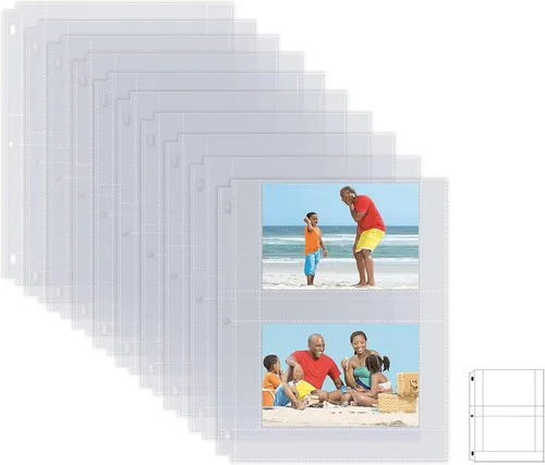 Vista 8 de Better Office Products Recambios pesados de 4 x 6 pulgadas para carpeta de 3 anillos transparentes de diamante, 100 fotos en total, cada hoja de 2