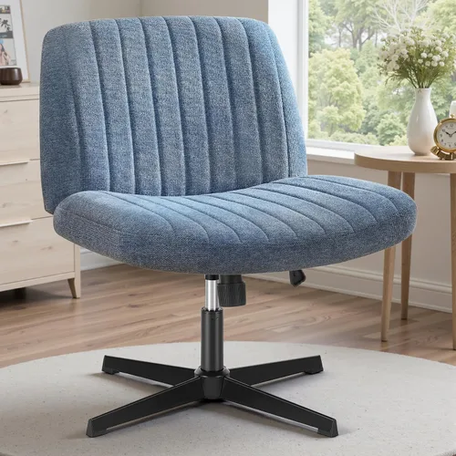 Vista 10 de DUMOS Criss Cross Chair, Cross Legged Vanity Chair, Home Office Beige