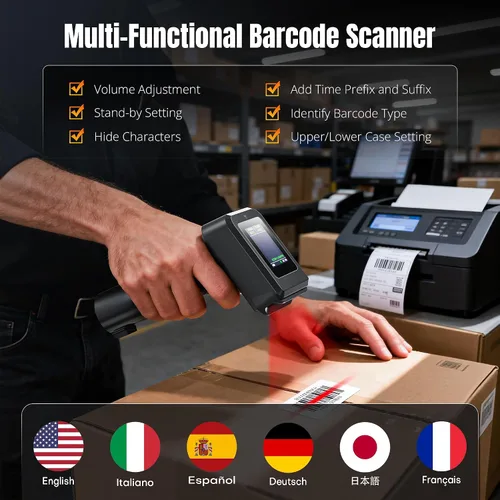 Vista 7 de Tera Pro 1D 2D QR Escáner de código de barras inalámbrico con pantalla de visualización del nivel de batería, visualización del tiempo, funciona