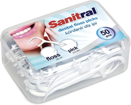 Vista 2 de Palillos de hilo dental, hilo dental fuerte sin triturar, palillo de dientes de limpieza 2 en 1 en caja transparente, perfecto para familia, hotel