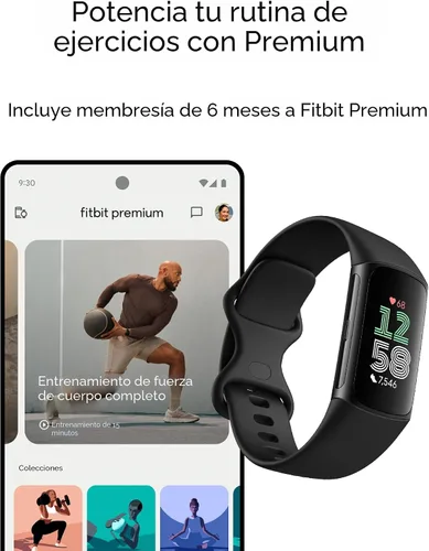 Vista 7 de Fitbit Charge 6 - Rastreador de actividad física con frecuencia cardíaca, GPS, obsidiana