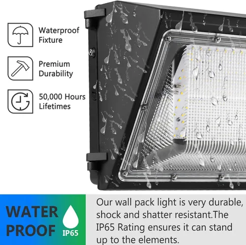 Vista 5 de Paquete de 2 lámparas LED de pared de 100 W del anochecer al amanecer, 13000LM 400-600W equivalente a HPS/HID, iluminación de seguridad al aire