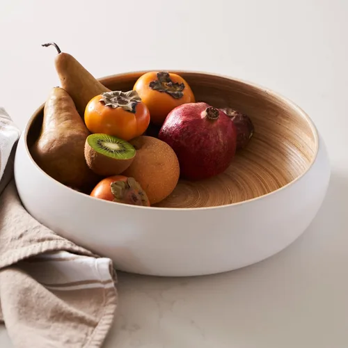 Vista 9 de Tazón de Frutas para Encimera de Cocina, Tazón Decorativo, Tazón Grande de Servicio o Cesta de Frutas para Cocina de Bambú Trenzado (Negro)
