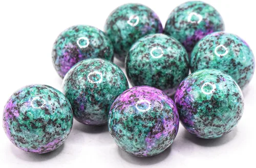 Vista 8 de HQRP 0.984 in Rubí rojo púrpura en esfera de zoisita verde pulido piedra preciosa natural cristal mineral UV reactivo coleccionable bola - China