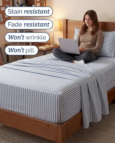 Vista 636 de Extra Deep Twin XL Sheet Set - 3 Piece College Dorm Room - White 01-Blanco