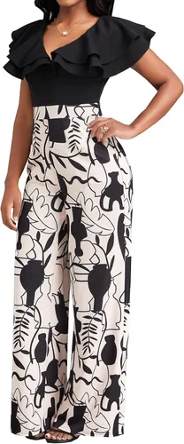 Vista 6 de Overol para mujer, elegante, de manga larga, recto, pantalones largos, para fiesta, club
