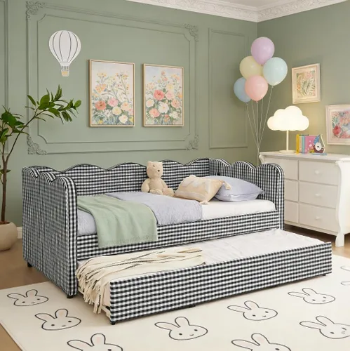 Vista 14 de Bellemave Cama diurna tamaño twin con nido para adultos, niños, niñas, adolescentes, camas diurnas con nido para sala de estar, terciopelo, beige
