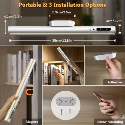 Vista 5 de Barra de luz LED con sensor de movimiento Hapfish para interiores, iluminación debajo del gabinete inalámbrica Luces De Tira De Pared Con Batería