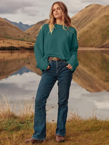 Vista 40 de LOGENE Suéter de gran tamaño para mujer, cuello redondo, manga larga, suave, mullido, suéter de punto 2025 para otoño e invierno