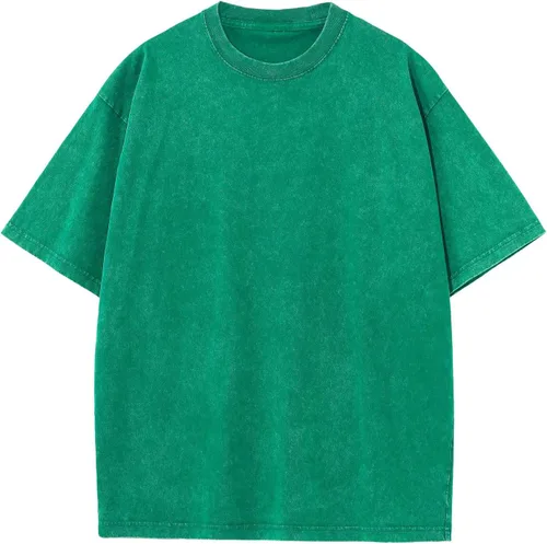 Vista 38 de Camisetas de algodón para hombre, de gran tamaño, unisex, de manga corta, casual, holgada, de lavado, unicolor, básicas A-Negro