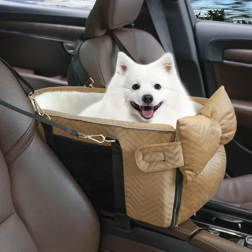 Vista 11 de Asiento de coche para perros pequeños, consola central portátil ajustable, asiento de auto para perro, asiento de auto extraíble para gatos, asiento