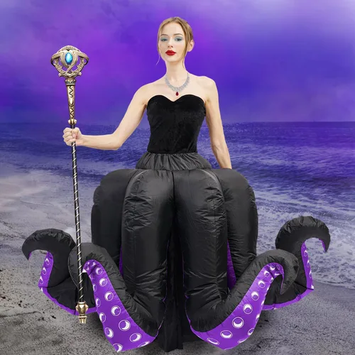 Vista 4 de anroog - Disfraz inflable de pulpo para adultos, disfraz de pulpo para mujer, disfraz de Halloween para mujer, fiesta de cosplay de caricatura